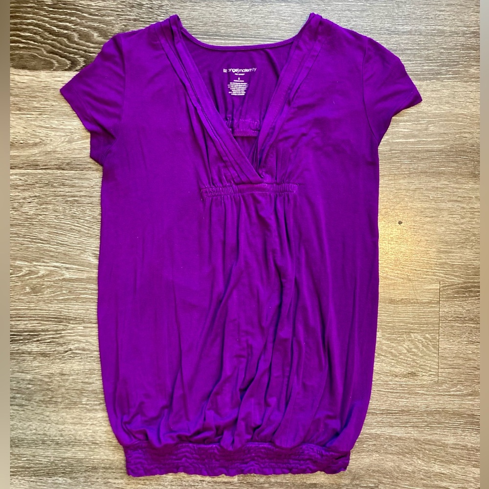 Liz Lange maternity purple short sleeved top in size small
